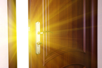 Open door with sun light