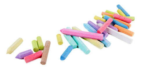 Fototapeta premium Chalks in variety of colors, isolated on white