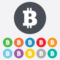 Obraz premium Bitcoin sign icon. Cryptography currency symbol