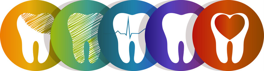Tooth symbol set, beautiful colorful designs