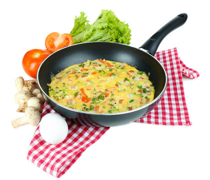 Omelet With Vegetables Isolated On White