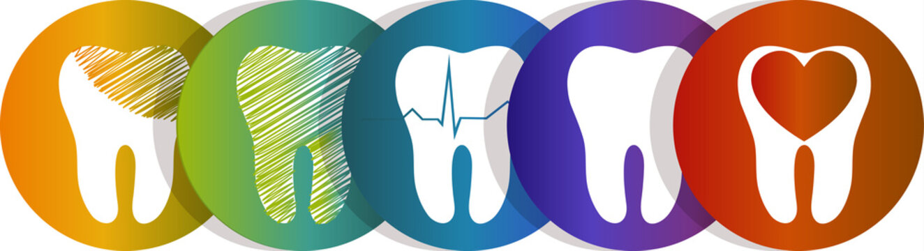 Tooth symbol set, beautiful colorful designs