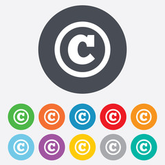 Copyright sign icon. Copyright button.