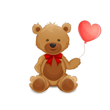 Cute teddy bear with balloon