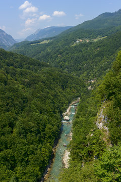 Tara River, which flows through bottom of the canyon, Montenegro