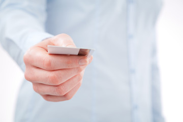 Businesswoman Paying with a Card