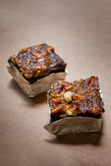 brownie on brown background