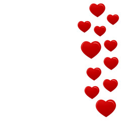 vector red hearts on white background