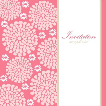 Wedding birthday card or invitation, abstract floral background
