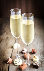 Two glasses of champagne with candies © alex9500
