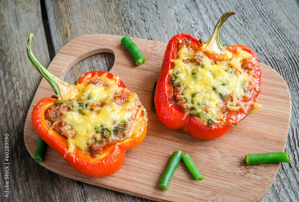 Wall mural stuffed pepper with meat