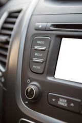 Car dashboard with isolated white lcd screen