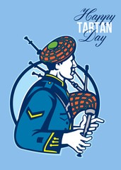 Happy Tartan Day Bagpiper Greeting Card