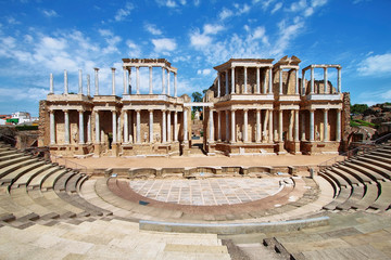 The Roman Theatre (Teatro Romano) at Merida, Spain - obrazy, fototapety, plakaty