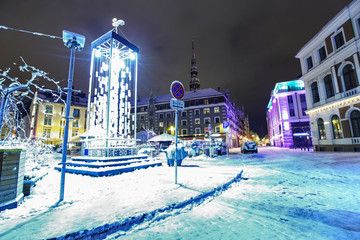Night view at city hall in Old Riga, Latvia - 60291997
