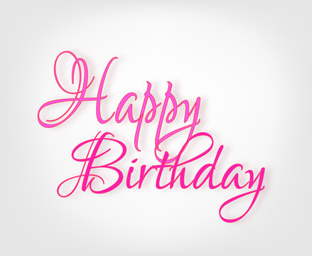 Happy Birthday card with pink decorative inscription