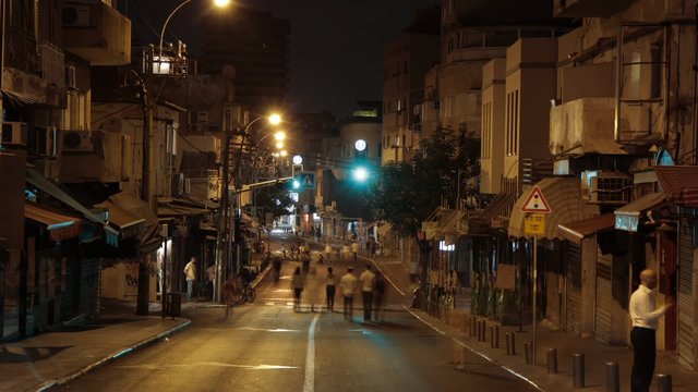 Tel Aviv street night Time lapse