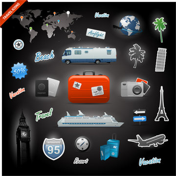 Travel icons elements set collection eps 10