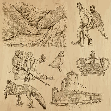 SCANDINAVIA set no.1 - Collection of hand drawn illustrations