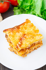 Italian lasagna on a plate
