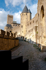 Obraz premium Sight of towers at Carcassonne castle medieval city