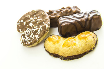 almond butter biscuits dipped in milk & dark chocolate