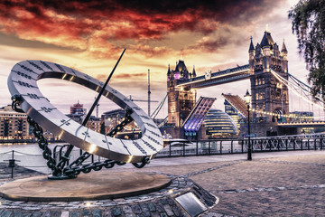Tower Bridge by night with bridge open © dade72