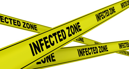 Yellow ribbons with the inscription INFECTED ZONE