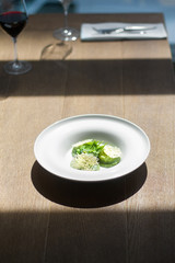 Image of tasty green dumplings with spinach on table