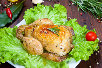 Baked chicken with salad