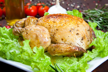 Baked chicken with salad
