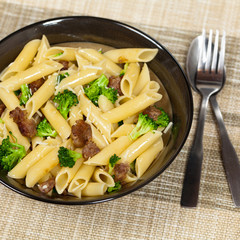 Delicious pasta with sausage and broccoli
