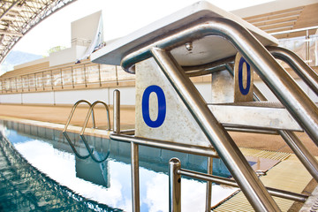 Starting platforms in the swimming pool