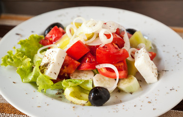Greek salad with tomatoes and feta cheese