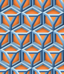 3D Lattice Vector Seamless Pattern, Based on Impossible Triangle