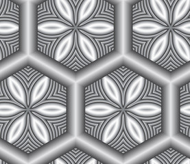 3D Abstract Lattice Seamless Pattern, Vector Illustration.