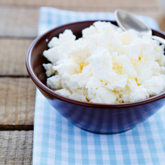 fresh cottage cheese in a bowl