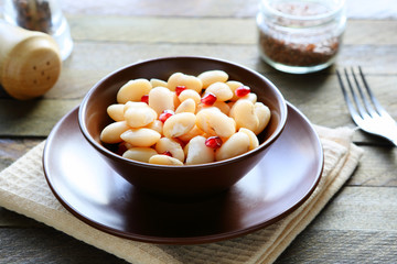 boiled white beans, salad