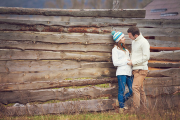 Young couple sharing a tender moment together in the park