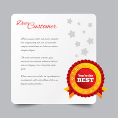 Customer service letter. Thank you for buying.