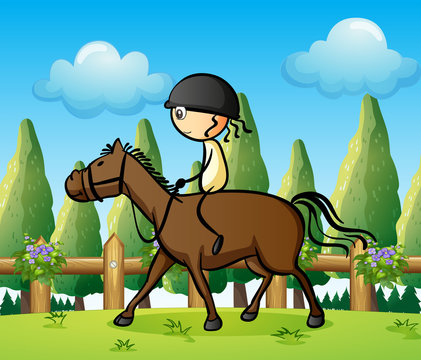 A girl riding on a horse