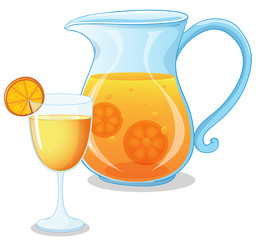 A glass and a pitcher of juice