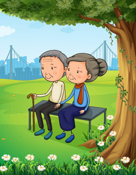 Two old couple at the park