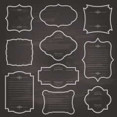 Rerto chalk frame set on chalkboard.