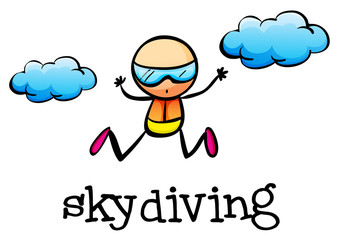 A stickman skydiving