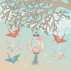 Paper Cranes and Paper Lantern