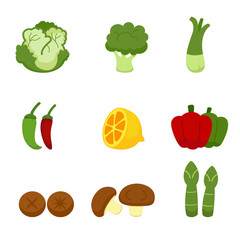 Vegetables Icons isolated on white background
