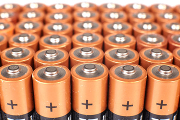 gold batteries in rows