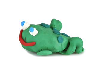 children's toy molded from clay - frog