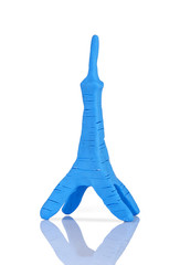 children's toy molded from clay - Eiffel tower